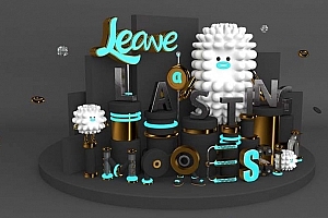 C4D创意广告字母字体设计工程模型