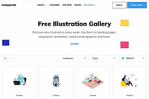 插画颜色以渐变色为主的素材网站-ManyPixels